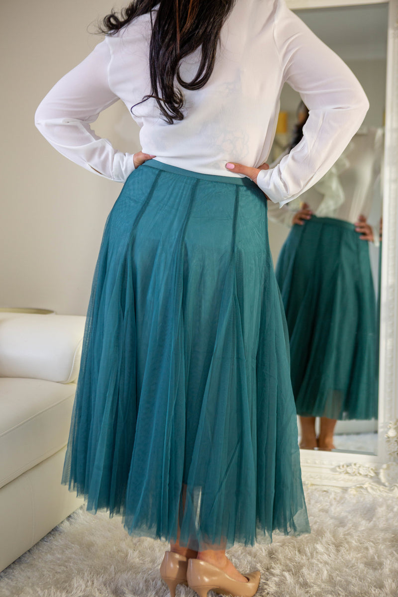 Ana Tulle Swing A- line Skirt -  Mint